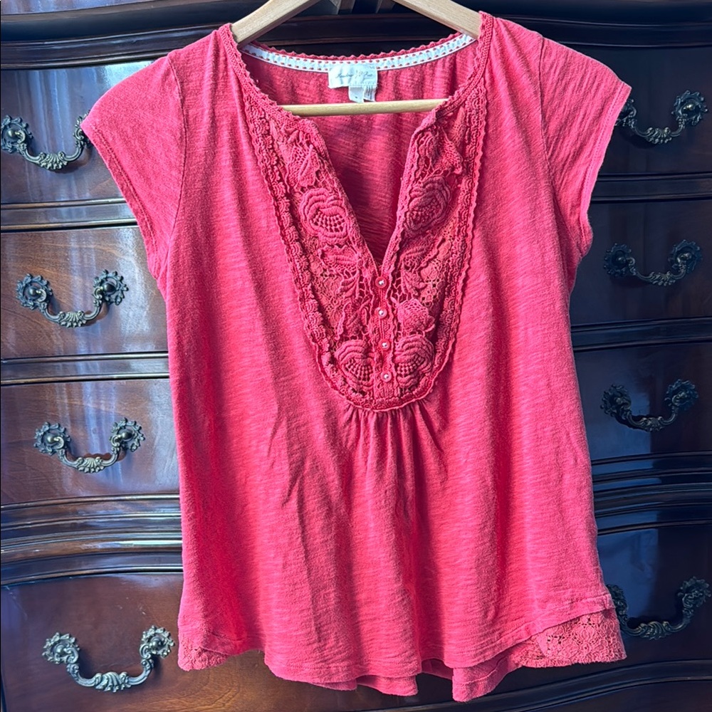 2 for $20 item. Anthropologie Meadow Rue hot pink top